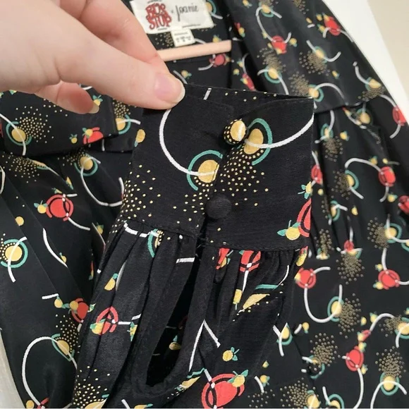 Incredible Bus Stop x Joanie Black Patterned Midi Dress - Picture 5 of 11